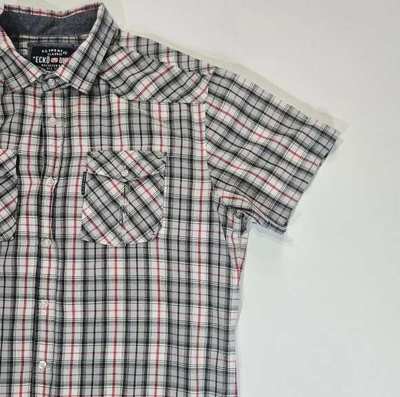 Ecko Button Down Shirt Mens XL Red Black White Chest Pocket‎ Y2K Throwback Style - Picture 5 of 7